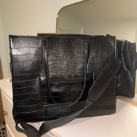 BEIS Large Work Tote Black Croc Bag - Picture 6 of 8